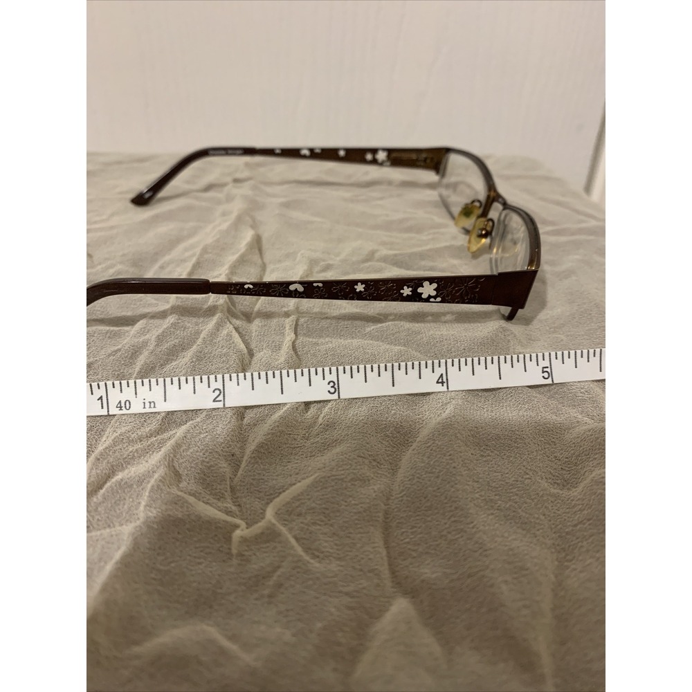 chelsea morgan eyeglasses Frames Woman's Metal Brown Flower Cut Backs EUC - Picture 6 of 12
